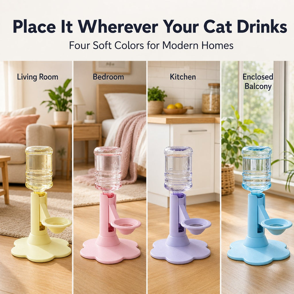✨ Gravity Cat Water Dispenser 🐱Cordless Raised Pet Water Bowl Anti-Spill ⚡No Electricity Needed