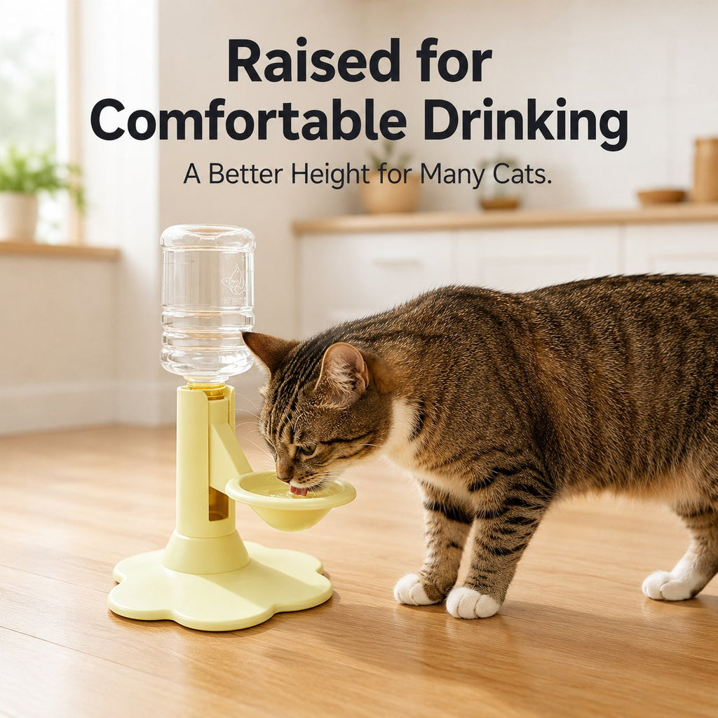 ✨ Gravity Cat Water Dispenser 🐱Cordless Raised Pet Water Bowl Anti-Spill ⚡No Electricity Needed