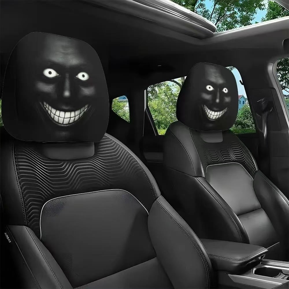 😆 Funny Cartoon Car Headrest Covers – 2PCS Universal Fit 🚗