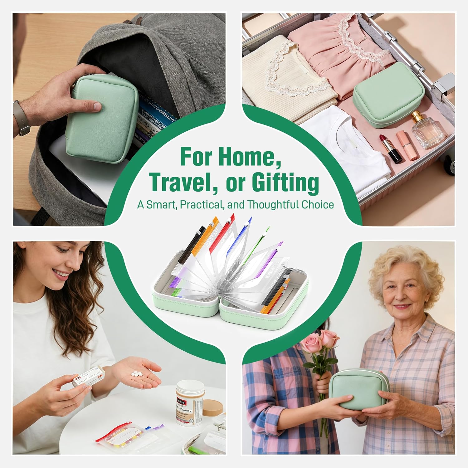 Waterproof Pill Organizer Pouch Set – 14 Removable, Colour-Coded Bags, Easy to Label & Refill